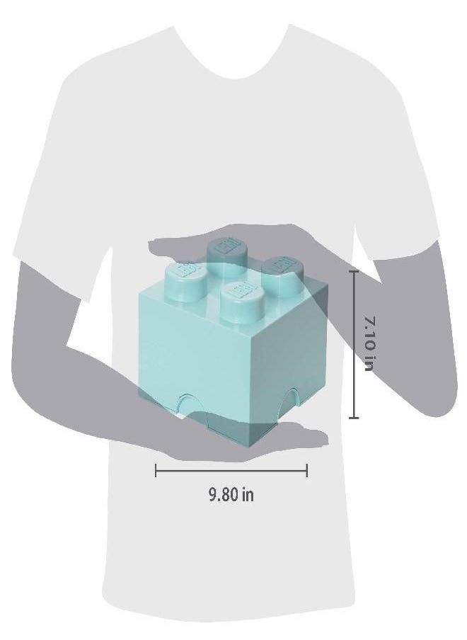 Room Copenhagen Room Copenhagen, LEGO Brick Box Stackable Storage Containers - Decorative Organizational Building Blocks for Kid’s Toys and Accessories - 9.84 x 9.84 x 7.09in - Brick 4, Aqua  - Image 1