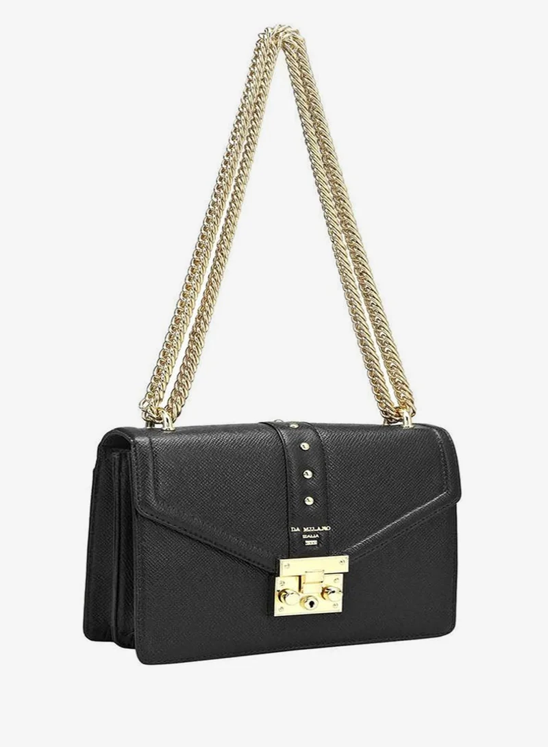 Da Milano Genuine Leather Black Satchel Bag