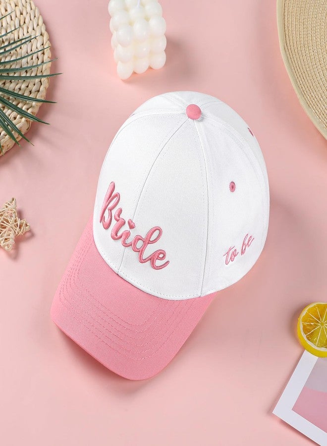 Etercycle Bride to Be Hat, White Pink Bridal Baseball Hat, Adjustable Canvas Trucker Cap Bachelorette Party Decorations Wedding Engagement Bridesmaid Gifts Honeymoon Essentials Accessories - Image 2