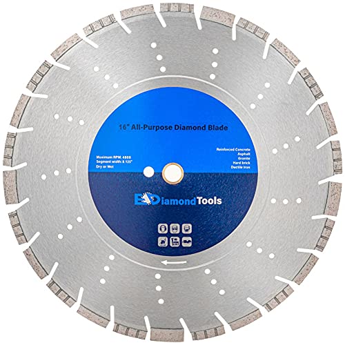 16 All Purpose Diamond Saw Blades for HardReinforced Concrete Asphalt Granite Terrazzo Ductile Iron Piping 558 Cutting Depth 1 Arbor
