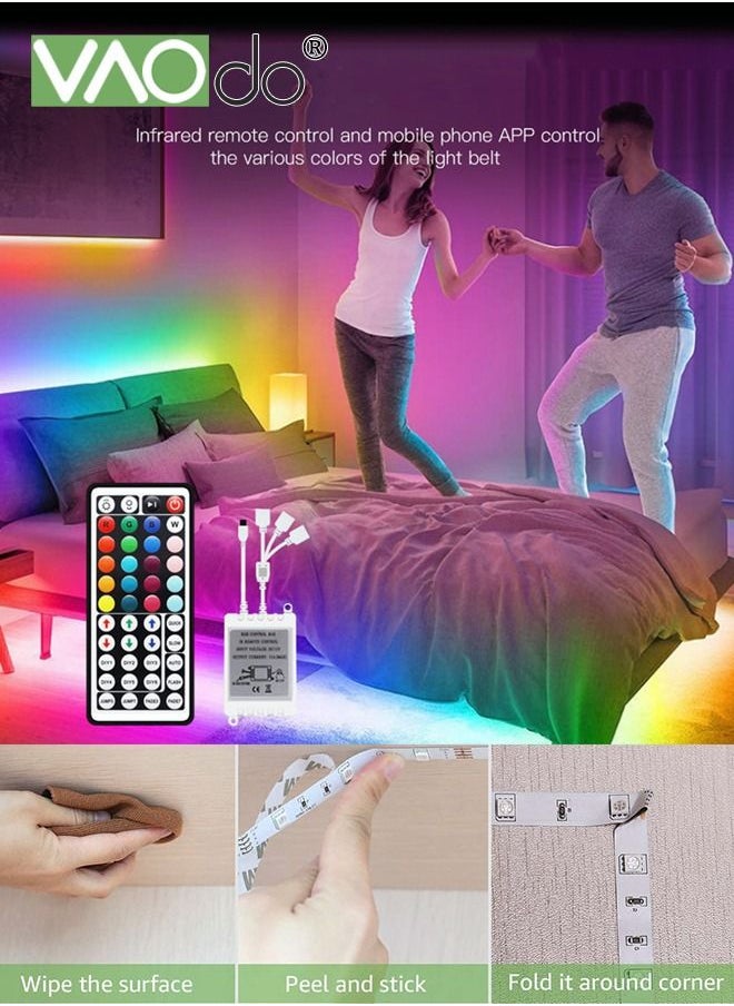 VAOdo - LED Light with 5M 150 Light Waterproof Multi-color Light Strip with Remote Control and Power Adapter Home Decoration Queuing Ambient Light - Image 1