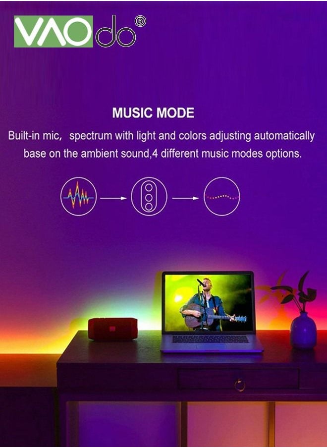 VAOdo - LED Light with 5M 150 Light Waterproof Multi-color Light Strip with Remote Control and Power Adapter Home Decoration Queuing Ambient Light - Image 1