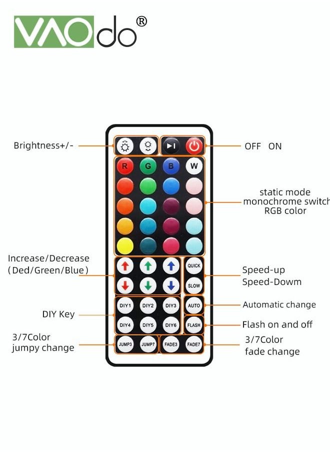 VAOdo - LED Light with 5M 150 Light Waterproof Multi-color Light Strip with Remote Control and Power Adapter Home Decoration Queuing Ambient Light - Image 1