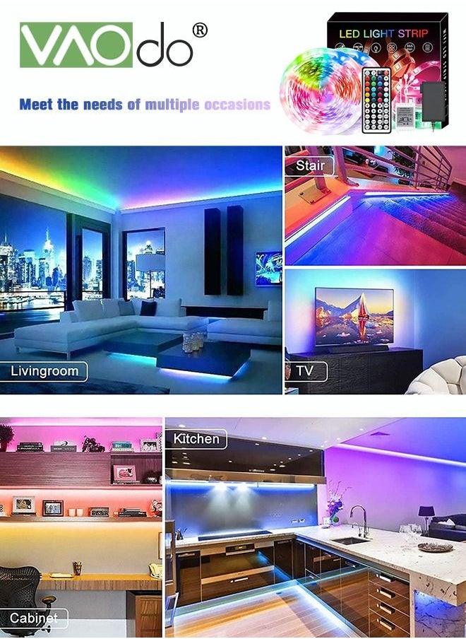 VAOdo - LED Light with 5M 150 Light Waterproof Multi-color Light Strip with Remote Control and Power Adapter Home Decoration Queuing Ambient Light - Image 1