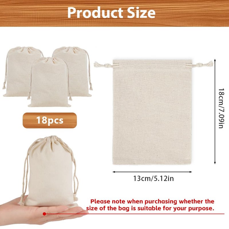 OFFCUP 18 x Cotton Fabric Bags, 13 x 18 cm, Jute Bag, Small Gift Bag with Drawstring, Jewellery Pouches for Weddings, Sweets, Lavender, Party - Image 2