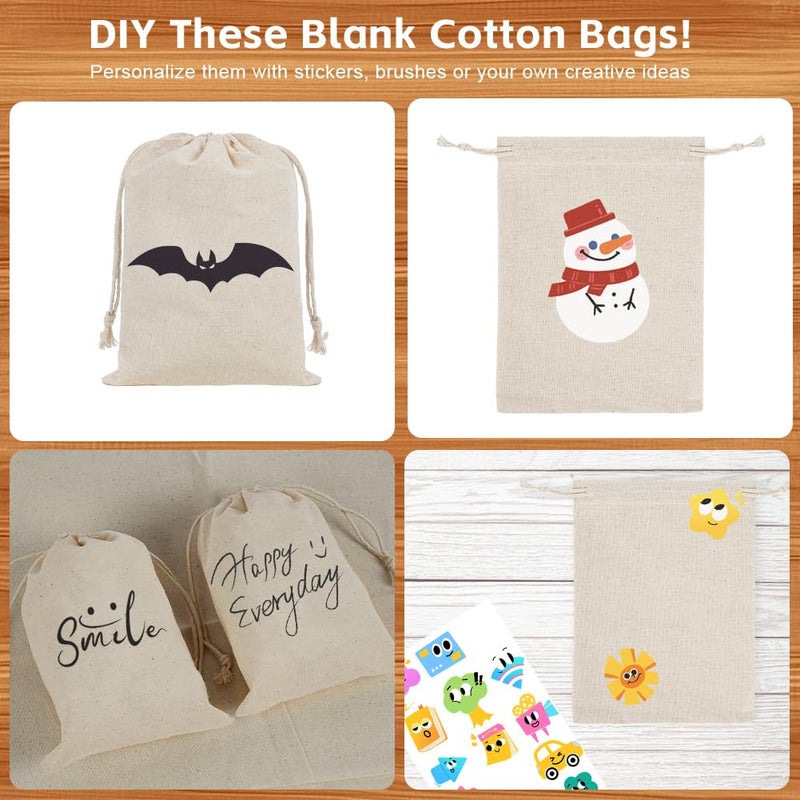 OFFCUP 18 x Cotton Fabric Bags, 13 x 18 cm, Jute Bag, Small Gift Bag with Drawstring, Jewellery Pouches for Weddings, Sweets, Lavender, Party - Image 5