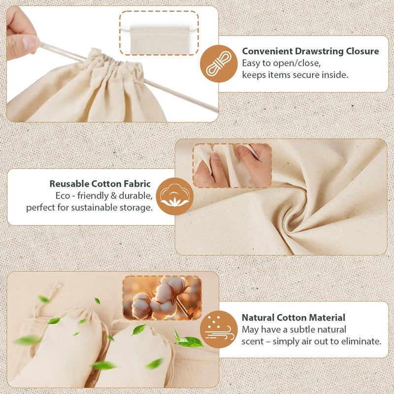 OFFCUP 18 x Cotton Fabric Bags, 13 x 18 cm, Jute Bag, Small Gift Bag with Drawstring, Jewellery Pouches for Weddings, Sweets, Lavender, Party - Image 3