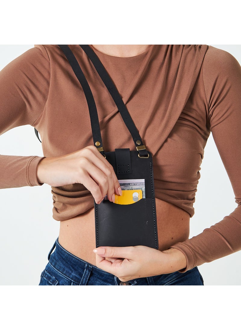 Vagave Women's Genuine Leather Phone Bag with Shoulder Strap and Money and Card Compartment  - Image 3