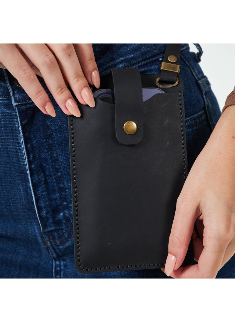 Vagave Women's Genuine Leather Phone Bag with Shoulder Strap and Money and Card Compartment  - Image 5