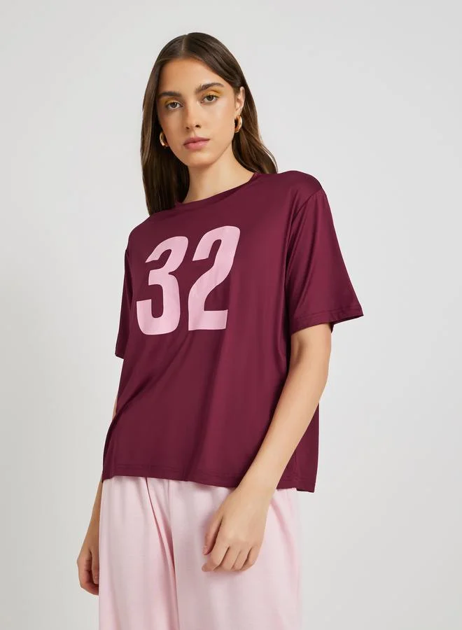 Take Two Take Two Slogan Print Round Neck T-Shirt