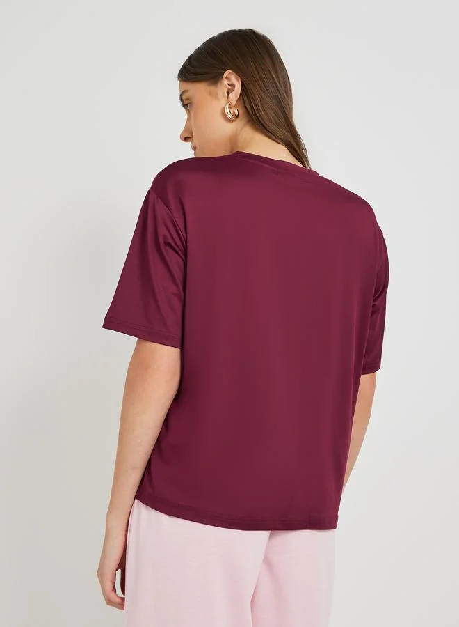 Take Two Take Two Slogan Print Round Neck T-Shirt