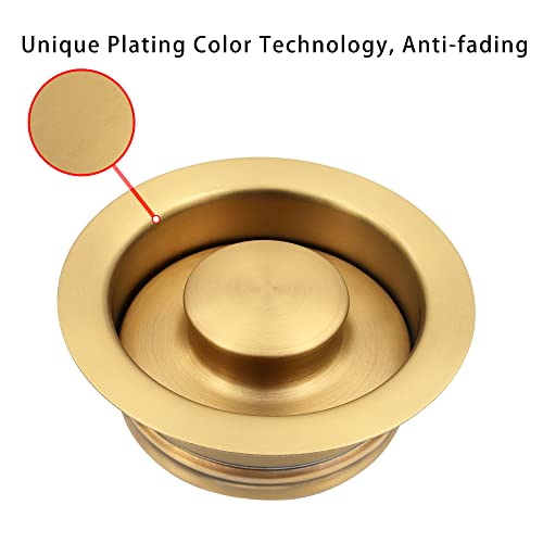 LQS Kitchen Sink Garbage Disposal Flange and Sink Stopper, fit 3-1/2 Inch Standard Sink Drain Hole Color Golden - Image 2