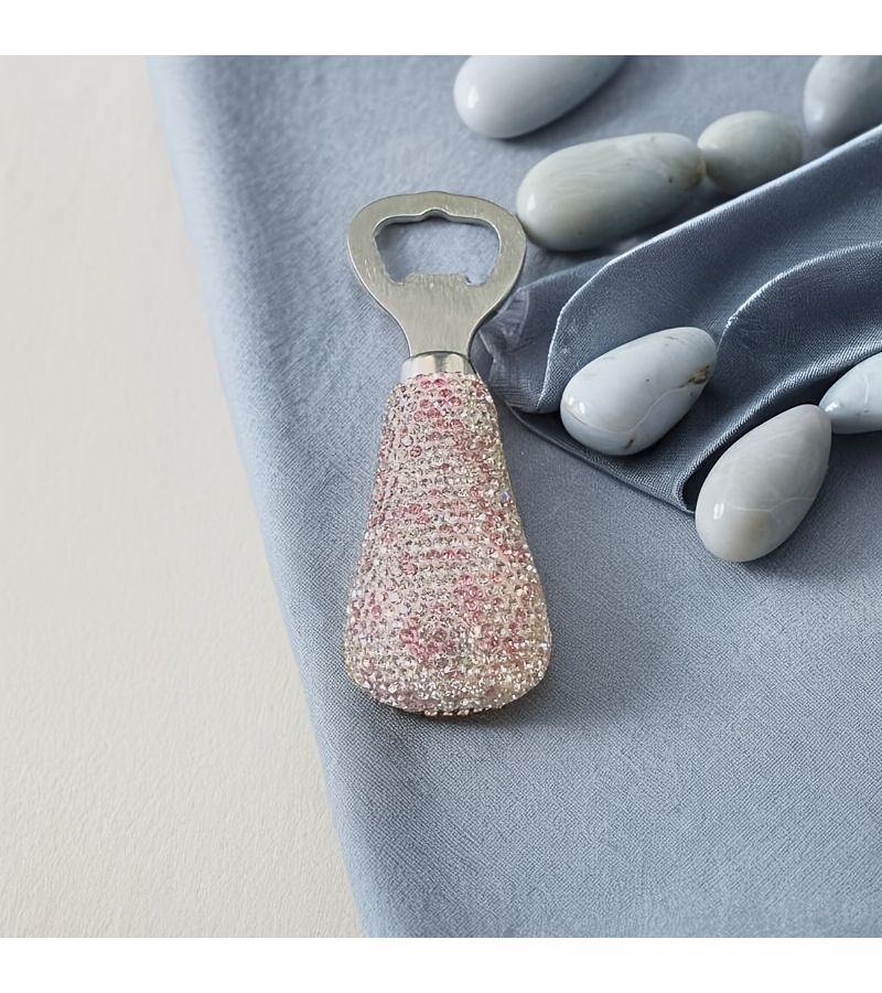 Pink Diamond Inlaid Stainless Steel Sparkling Wine Bottle Opener Luxury Beer Bottle Opener - Image 4