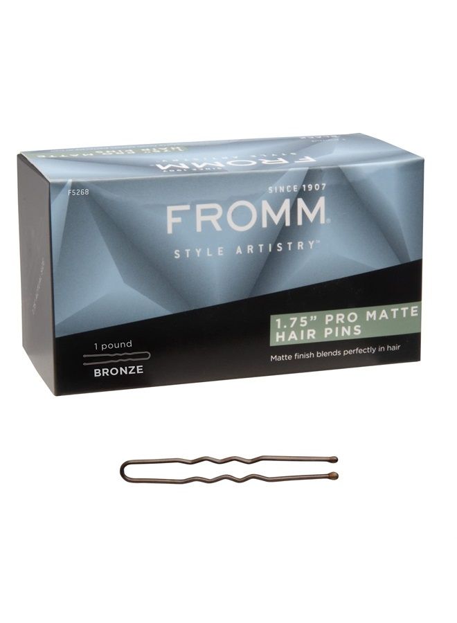 Fromm Style Artistry 1.75" U-shaped Crimped Hair Pins, Matte Bronze, 800 Hair Pins, Secure Hold, Suitable for All Hair Types and Lengths, Hair Accessories for Women - Image 1