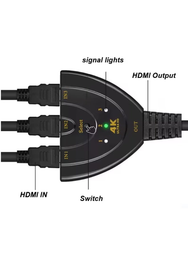 HDMI-compatible Switch KVM Splitter 4K 2K 3D 3 input 1 Output Mini 3 Port VIdeo Switcher Hub 1080P For DVD HDTV Xbox PS3 PS4 - Image 3