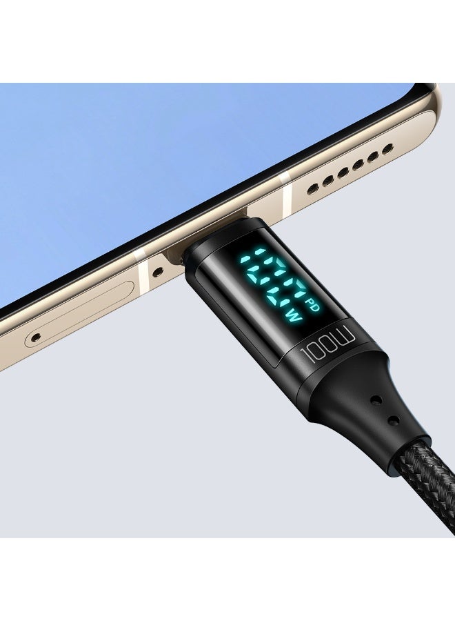 Mcdodo 100W Digital Display USB-C to USB-C Fast Charging Cable 1.2m – Type-C PD Data Sync Cable for Android Phones, Samsung Galaxy, Tablets, Laptops – Black - Image 3