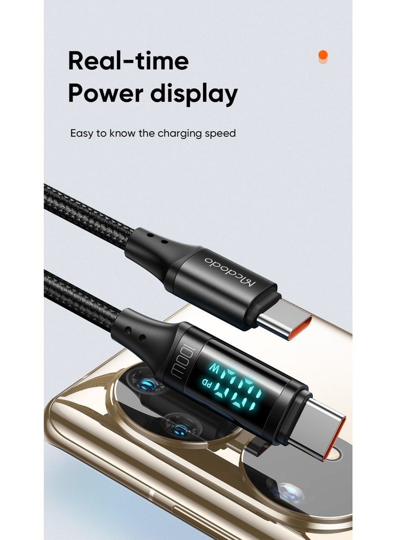 Mcdodo 100W Digital Display USB-C to USB-C Fast Charging Cable 1.2m – Type-C PD Data Sync Cable for Android Phones, Samsung Galaxy, Tablets, Laptops – Black - Image 4