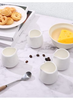 Excefore Mini Creamer Jugs, 4pcs Ceramic Sauce Cups Milk Creamer Pitcher Serving Creamer Jugs Without Handle for Milk Coffee  - Image 5