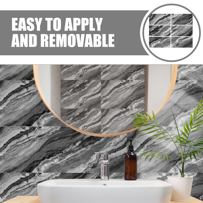 12 pcs Marble Tile Stickers Kitchen Tile Decals Peel and Stick Tile Sticker Bathroom Wall Sticker - Image 2