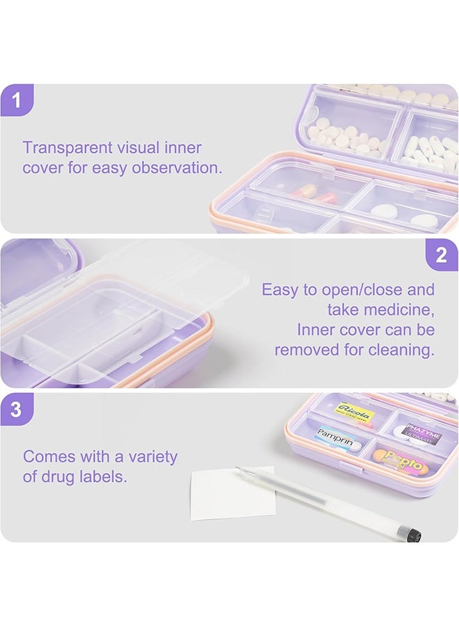 Photon Pill Organizer Box, Portable travel medicine box with large 7-cell, carry Pill Case for Pocket Purse (Purple) - Image 3
