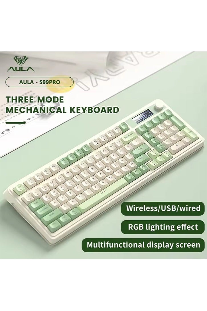 Aula S99pro Bluetooth Wireless Keyboard Three Mode RGB Knob Smart Screen Wireless Gaming Keyboard Custom Ergonomics Keyboard - Image 2