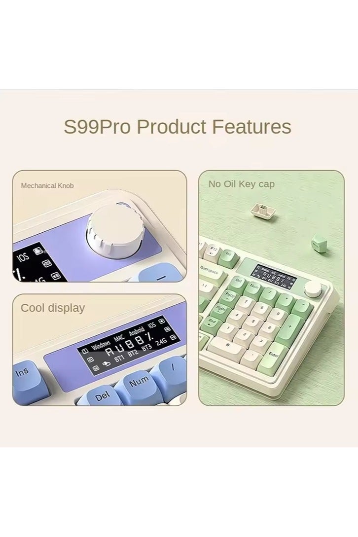 Aula S99pro Bluetooth Wireless Keyboard Three Mode RGB Knob Smart Screen Wireless Gaming Keyboard Custom Ergonomics Keyboard - Image 3