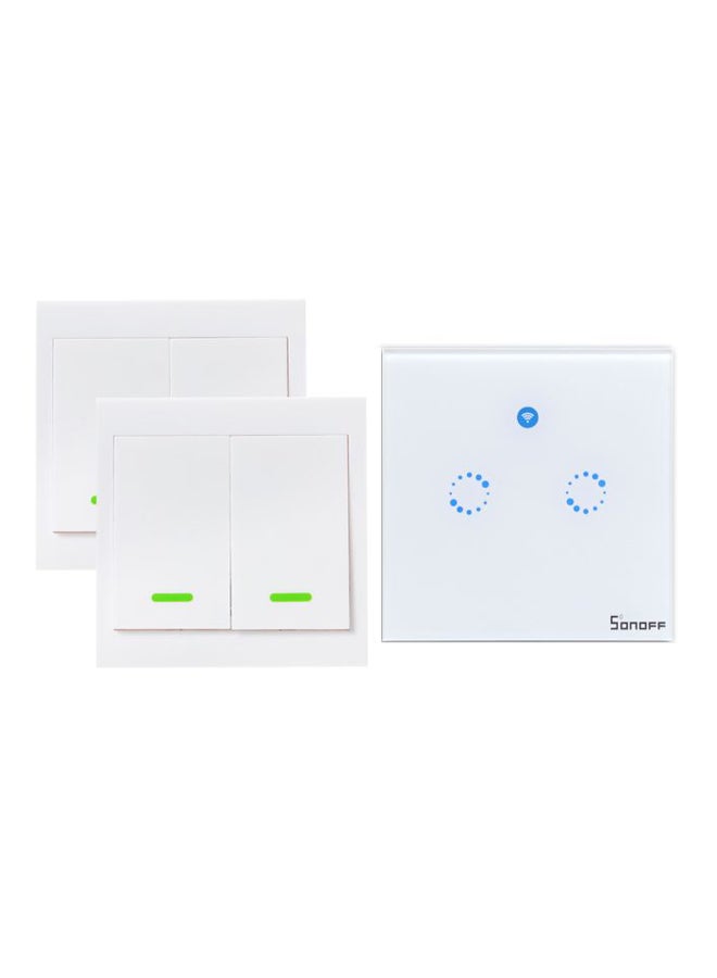 2-Piece Wireless 3-Gang Smart Wall Light Switch With 86 Type Panel White 0.23kg