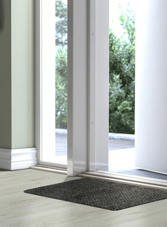 Selecto Hub Door Mat, Check-pattern, Non-slip Polyester Grey, 38 x 58 cm - Image 2
