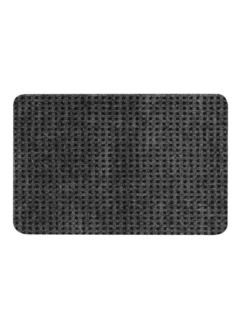 Selecto Hub Door Mat, Check-pattern, Non-slip Polyester Grey, 38 x 58 cm - Image 1