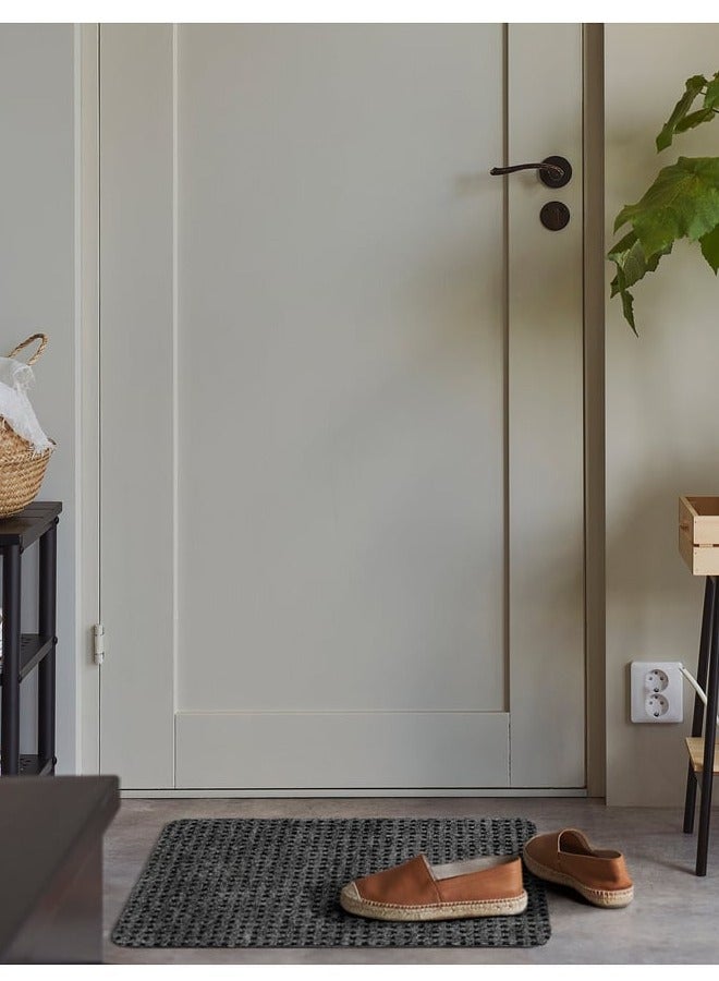 Selecto Hub Door Mat, Check-pattern, Non-slip Polyester Grey, 38 x 58 cm - Image 3