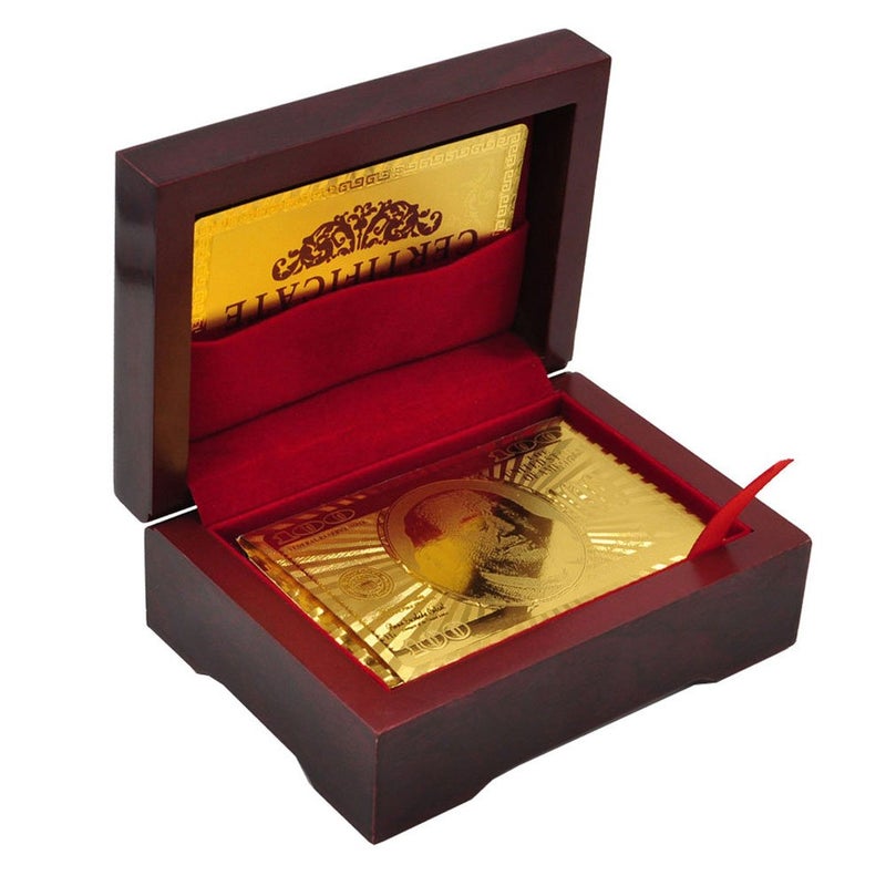 Armear Luxury 24K Gold Foil Poker Playing Cards Deck of Cards with Wooden Gift Box, Premium Waterproof Poker Cards for Party and Card Decks Game, Standard Size - Image 1