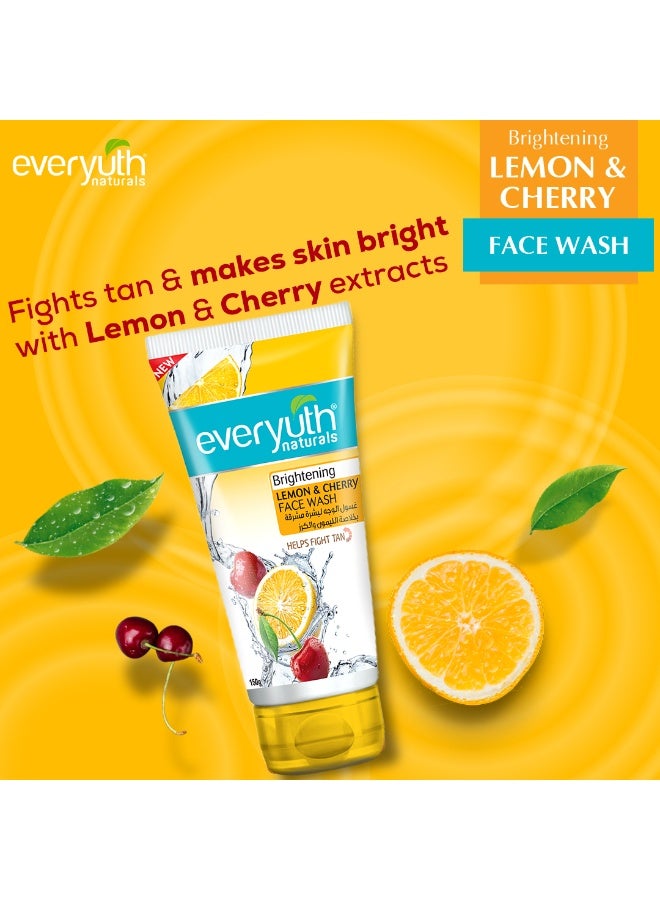 Everyuth Naturals Brightening Lemon & Cherry Face Wash|Deep Cleansing, Oil Control & Tan Reduction|Removes Dirt & Oil|100% Soapfree| For All Skin Types|Paraben Free - 150 g - Image 2