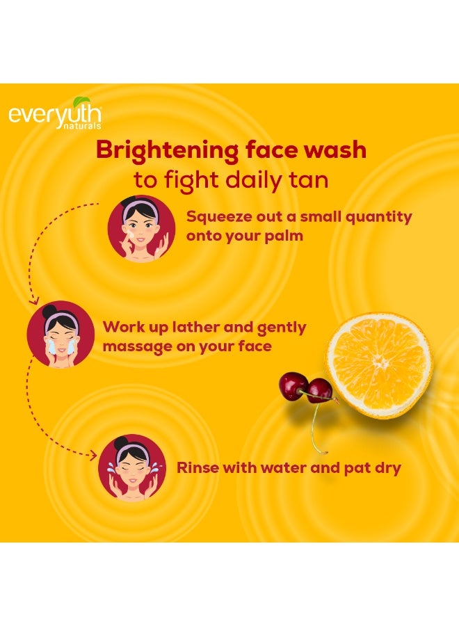 Everyuth Naturals Brightening Lemon & Cherry Face Wash|Deep Cleansing, Oil Control & Tan Reduction|Removes Dirt & Oil|100% Soapfree| For All Skin Types|Paraben Free - 150 g - Image 3