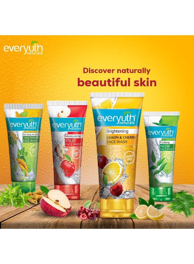 Everyuth Naturals Brightening Lemon & Cherry Face Wash|Deep Cleansing, Oil Control & Tan Reduction|Removes Dirt & Oil|100% Soapfree| For All Skin Types|Paraben Free - 150 g - Image 4