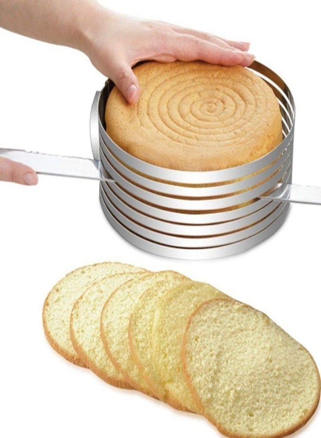 AKDC Adjustable Layered Cake Cutter Slicer,6-8 Inch Stainless Steel Round Bread Cake Slicer Cutter Mold Cake Tools,Circular Baking Tool Kit Set Mousse Mould Slicing - Image 5