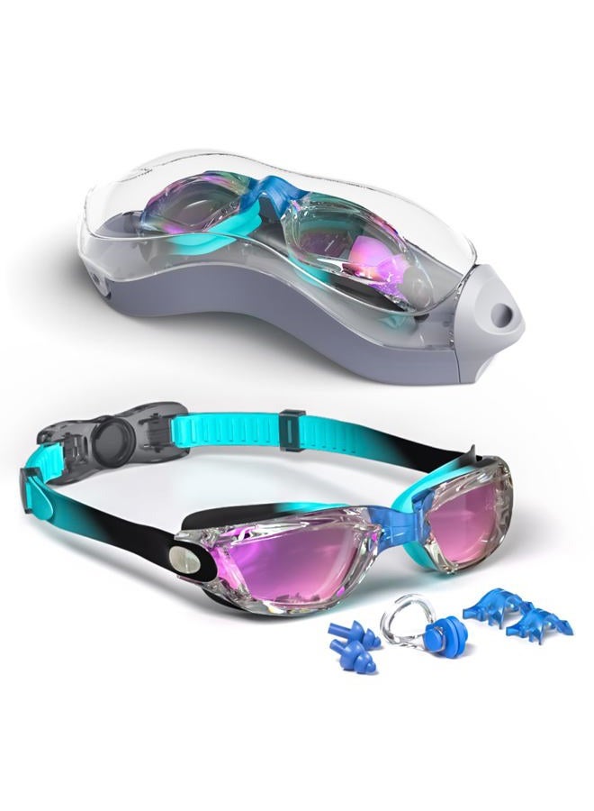 Hurdilen Kids Swim Goggles, Swimming Goggles for Kids Children, Anti-Fog Anti-UV Youth Swim Glasses with Nose Clip, Earplugs for Age 3-15 - Image 1