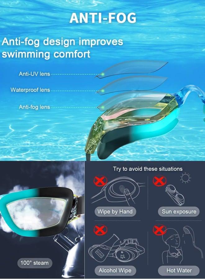 Hurdilen Kids Swim Goggles, Swimming Goggles for Kids Children, Anti-Fog Anti-UV Youth Swim Glasses with Nose Clip, Earplugs for Age 3-15 - Image 5