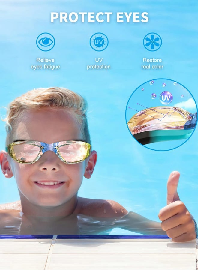 Hurdilen Kids Swim Goggles, Swimming Goggles for Kids Children, Anti-Fog Anti-UV Youth Swim Glasses with Nose Clip, Earplugs for Age 3-15 - Image 4