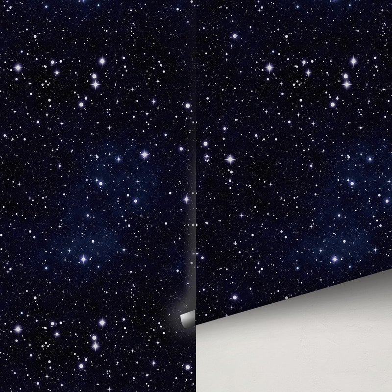 Buiory Large Eden Dark Blue Starry Sky Wallpaper 386x4806cm Removable Space Theme Wall Mural with Yellow Stars Meteors DIY Peel Stick Wallpaper for Bedroom Living Room Nursery Decor - Image 2
