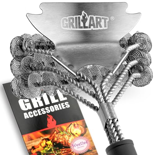 Weetiee GRILLART Grill Brush and Scraper Bristle Free – Safe BBQ Brush for Grill – 18'' Stainless Grill Grate Cleaner - Safe Grill Accessories for Porcelain/Weber Gas/Charcoal Grill – Gifts for Grill Wizard - Image 1