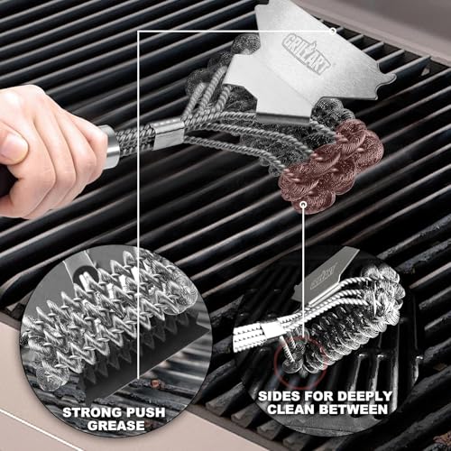 Weetiee GRILLART Grill Brush and Scraper Bristle Free – Safe BBQ Brush for Grill – 18'' Stainless Grill Grate Cleaner - Safe Grill Accessories for Porcelain/Weber Gas/Charcoal Grill – Gifts for Grill Wizard - Image 2