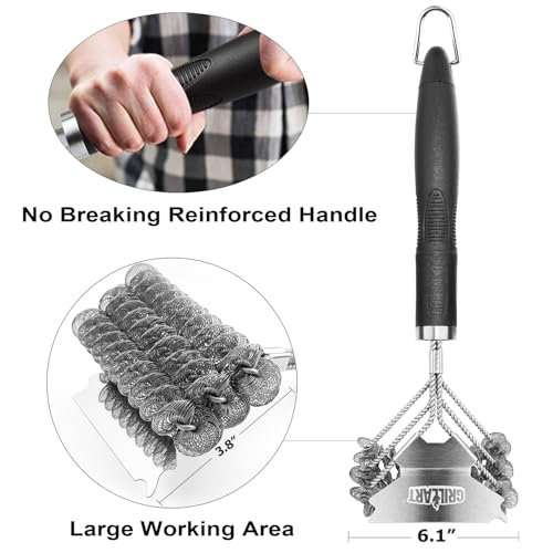 Weetiee GRILLART Grill Brush and Scraper Bristle Free – Safe BBQ Brush for Grill – 18'' Stainless Grill Grate Cleaner - Safe Grill Accessories for Porcelain/Weber Gas/Charcoal Grill – Gifts for Grill Wizard - Image 3