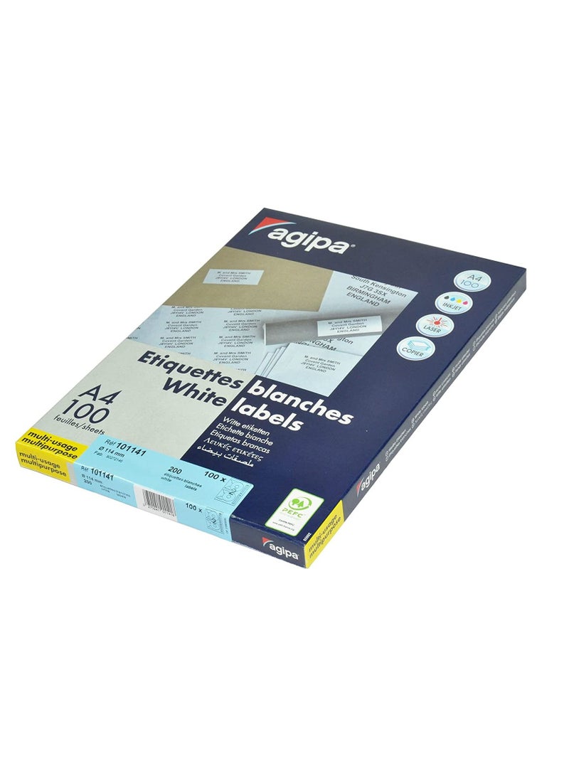 Agipa 100-Sheet Multipurpose Label White - APLA101141 - Image 1