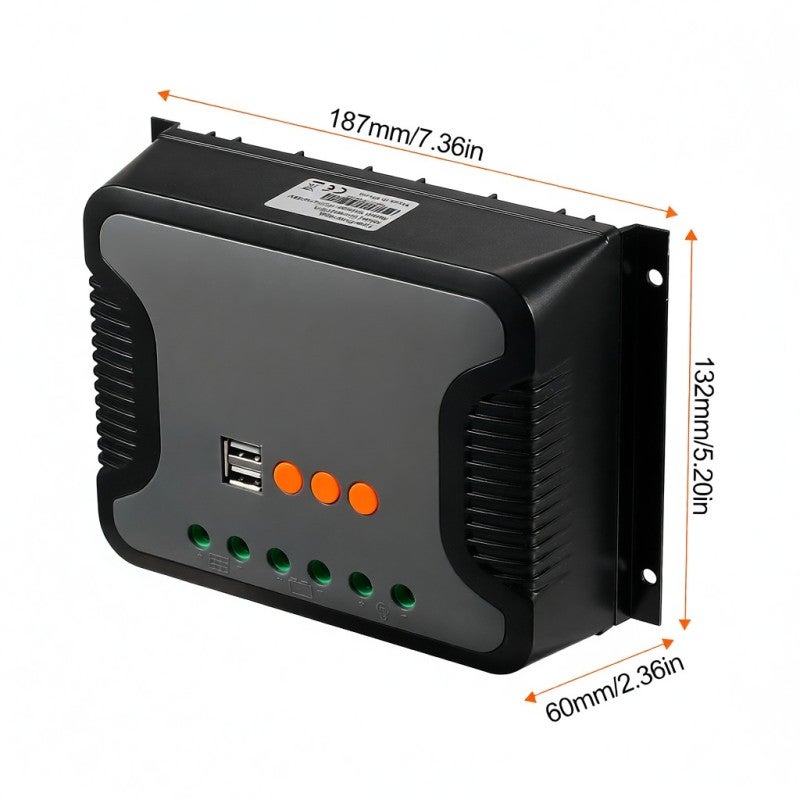 80A Solar Power Controller PWM Battery Charging Controller 12V-48V Lithium Battery Solar Charge Controller with Bulk/Boost/Float Charge LCD Display 12V/24V/36V/48V Auto Detection Dual 5V USB Output - Image 3