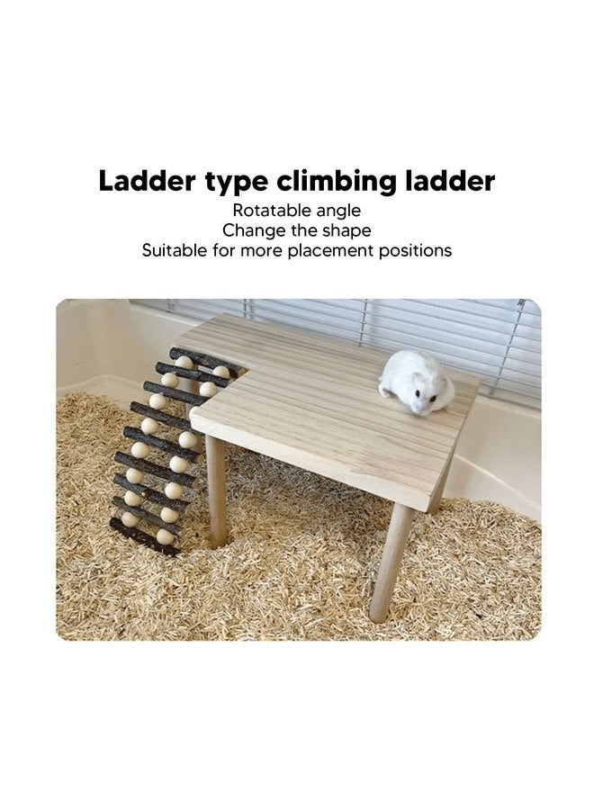 ايجويوس تسلق الهامستر، سلم خشبي مكون من طبقتين لتسلق الملعب، ملحقات قفص الهامستر، لعبة مضغ للهامستر، وعسل النحل والحيوانات الأليفة الصغيرة الأخرى - Image 2
