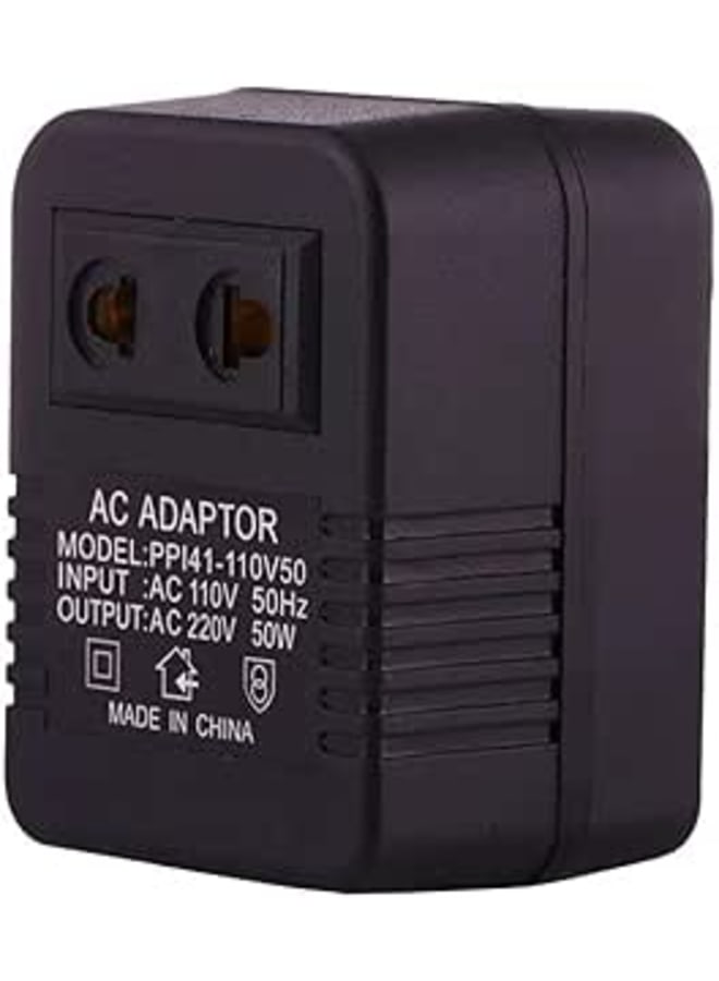 110V To 220V 50W AC Power Socket Adapter, EU/US Plug To US Plug(Black)