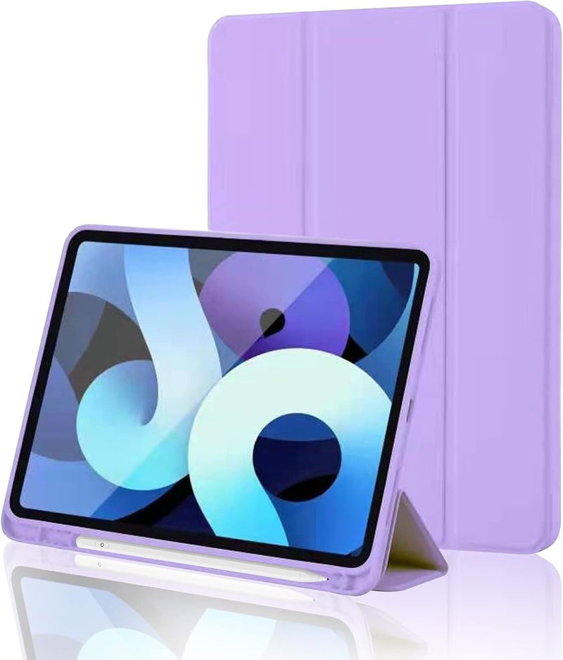 BluePeak iPad (A16) 10th Generation, iPad 10.9 Inch with Pencil Holder, Soft TPU Back Slim Smart Protective Trifold Stand Cover, Auto Wake/Sleep, Purple - Image 1