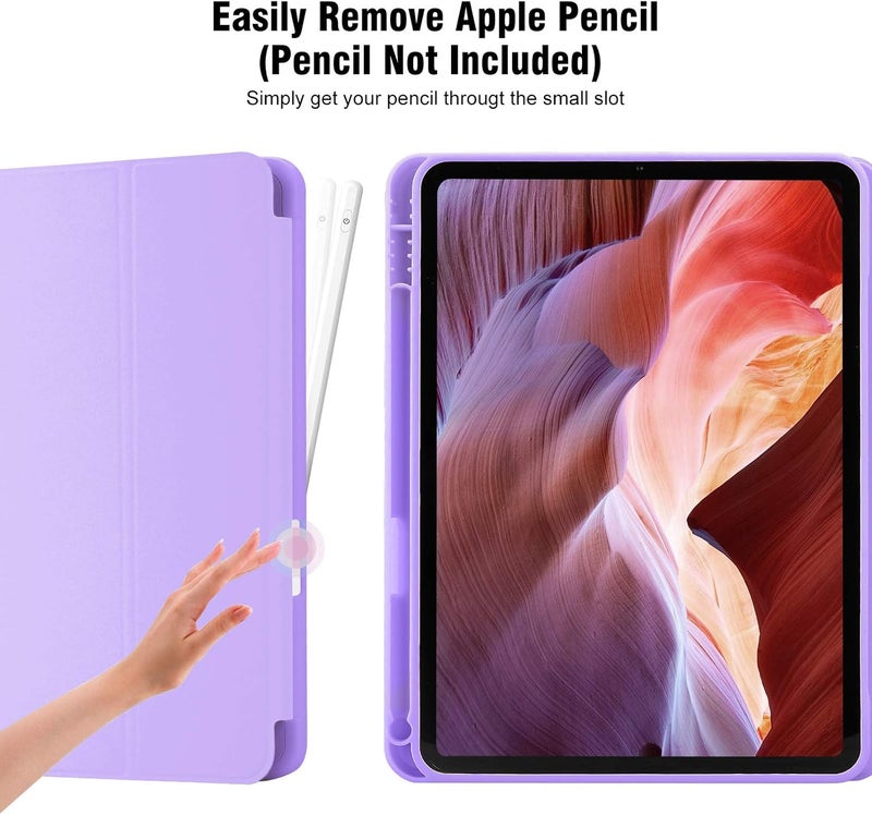 BluePeak iPad (A16) 10th Generation, iPad 10.9 Inch with Pencil Holder, Soft TPU Back Slim Smart Protective Trifold Stand Cover, Auto Wake/Sleep, Purple - Image 3