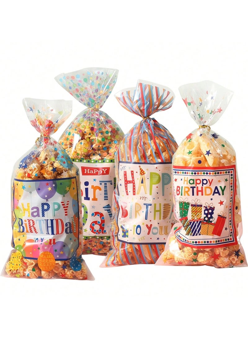زينه اعياد ميلاد اكياس هدايا لحفلات اعياد الميلاد  25  قطعه من الاكياس الشفافه مصممه بعبارة عيد ميلاد سعيد يمكن استخدامها للفشار او للهدايا و لجميع انواع الحلويات - Image 1
