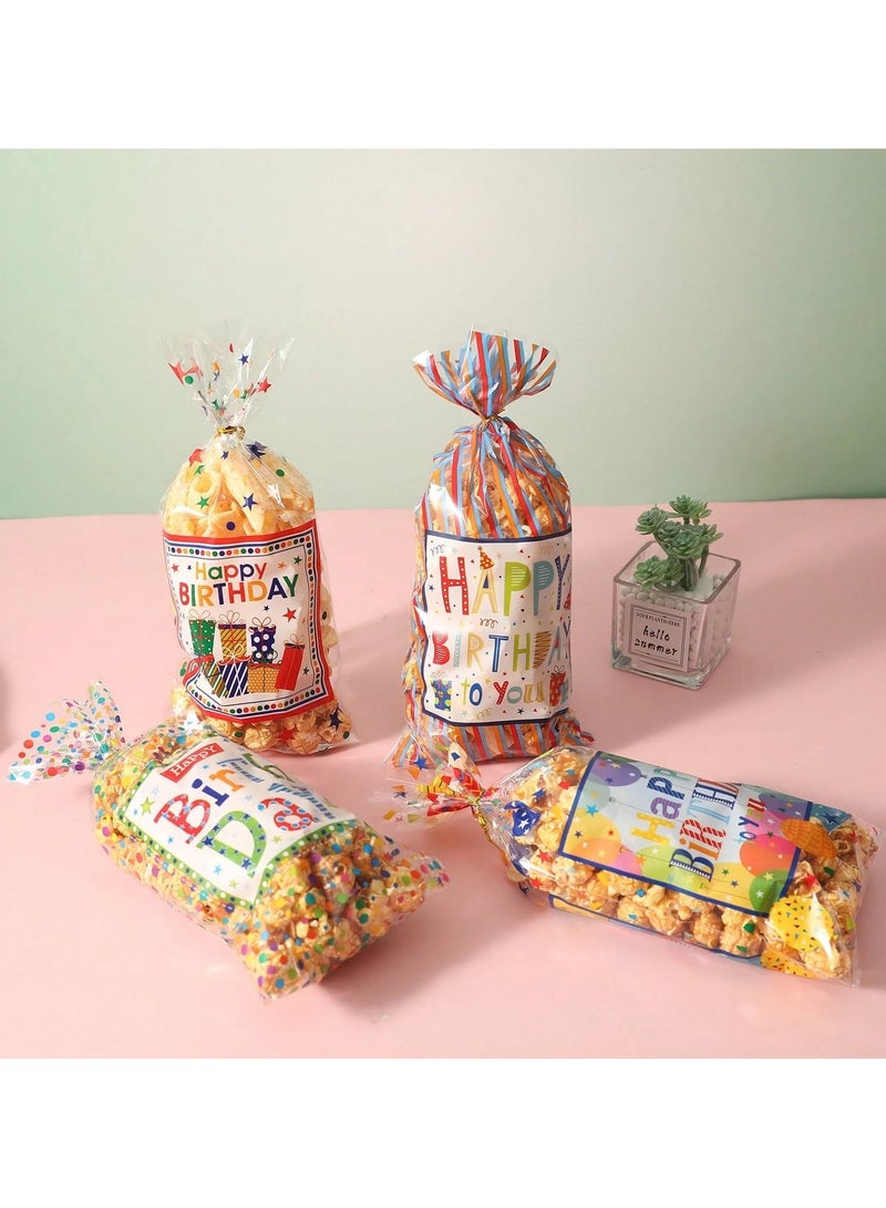 زينه اعياد ميلاد اكياس هدايا لحفلات اعياد الميلاد  25  قطعه من الاكياس الشفافه مصممه بعبارة عيد ميلاد سعيد يمكن استخدامها للفشار او للهدايا و لجميع انواع الحلويات - Image 2